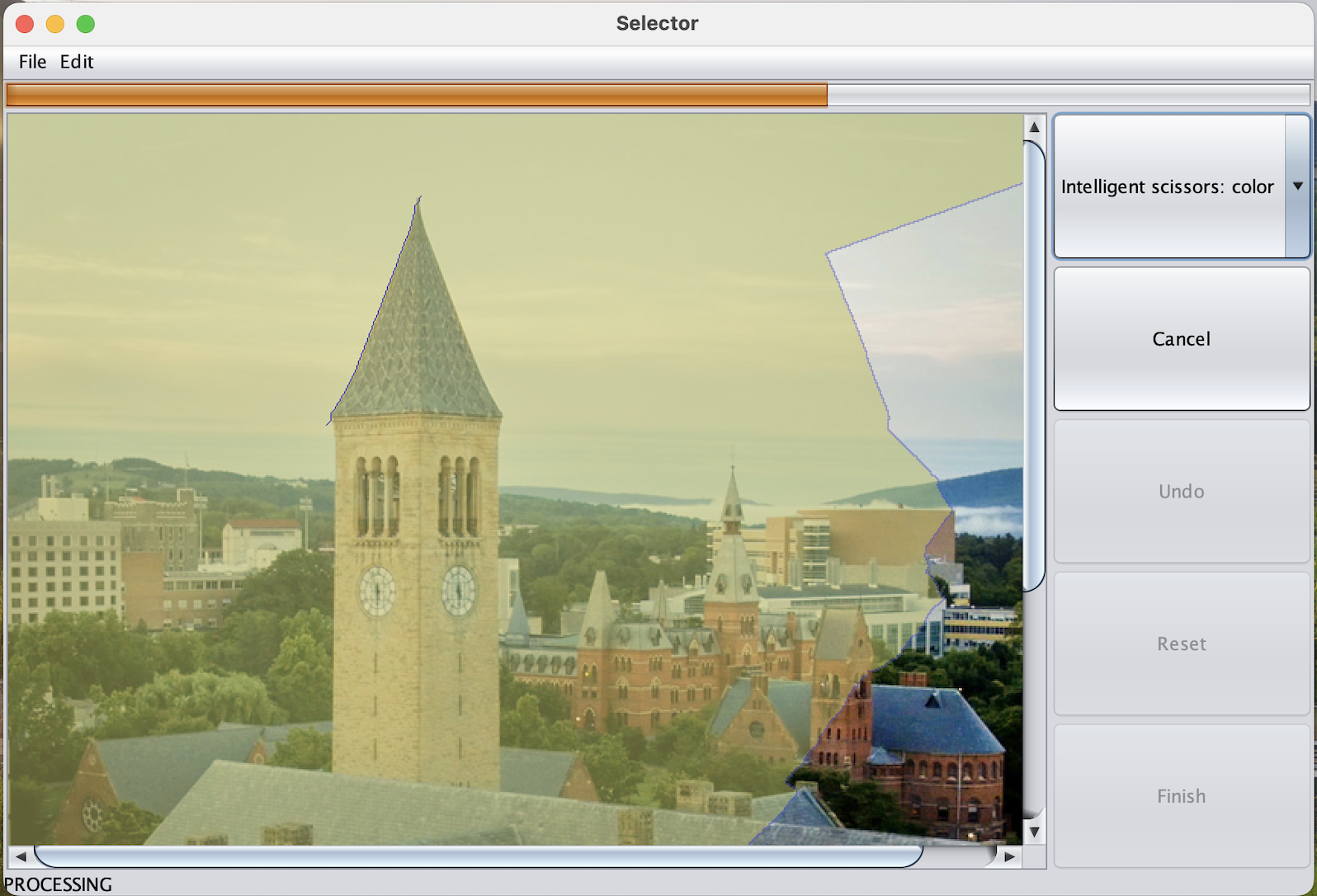 Second step of the intelligent scissors project