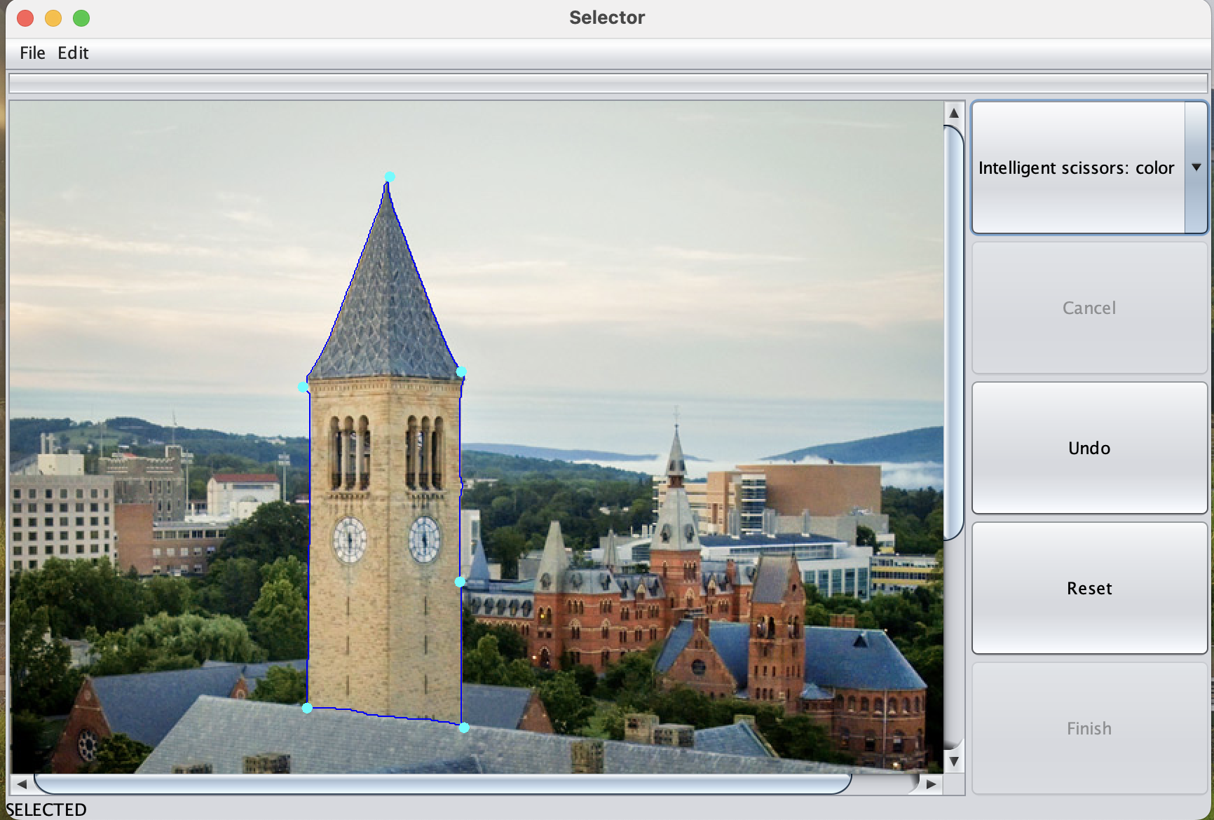 Third step of the intelligent scissors project